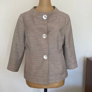 Lafayette 148 New York sz 8 petite beige career coat top with 3/4 sleeves